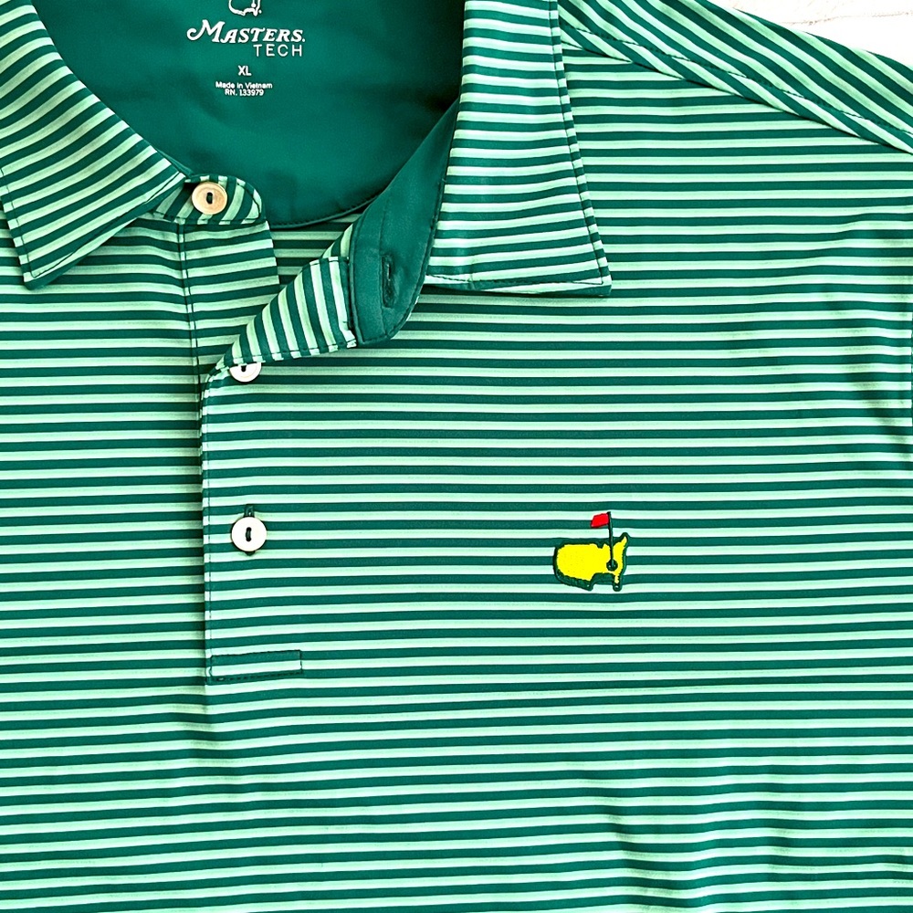 Green Official Masters Green  XL Striped Polo Shirt